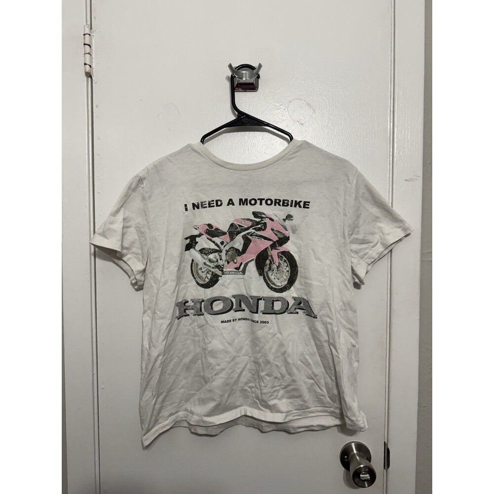 I Need A Motorbike Honda White Pink T-shirt Size Large